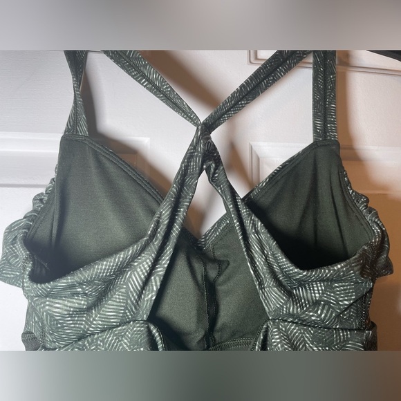 Lululemon Athletica Crisscross Back Forest Green Tank Size 4? Leaf Print - Picture 8 of 9